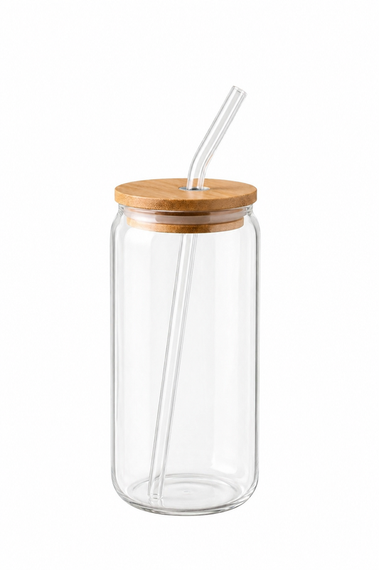 Glass Travel Cup with Bamboo Lid & Straw